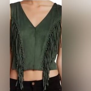 Romeo + Juliet Faux Suede Fringe Crop Top